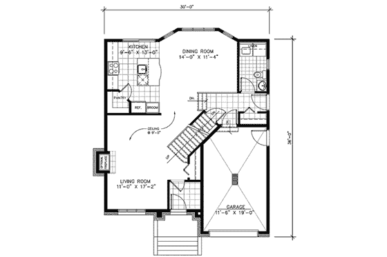 Floor Plan - Main Floor for European House Plan #138-287 - 3 bed, 1.5 bath