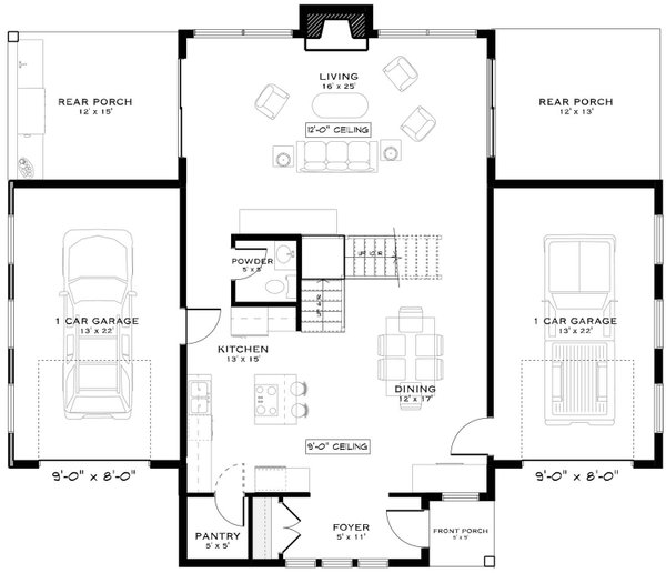 Home Plan - Floor Plan - Main Floor for Country House Plan #1101-71 - 3 bed, 2.5 bath