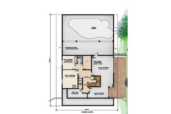 Floor Plan - Lower Floor for Beach House Plan #27-413 - 5 bed, 4.5 bath