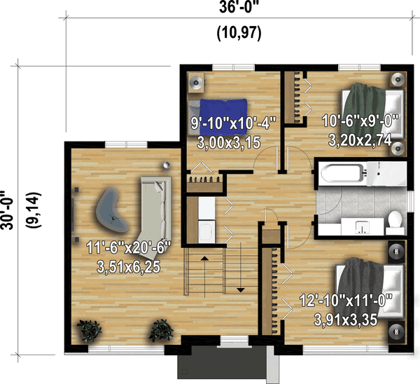 House Plan Design - Contemporary Floor Plan - Upper Floor Plan #25-4916
