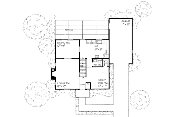 Floor Plan - Main Floor for Colonial House Plan #72-317 - 3 bed, 1.5 bath