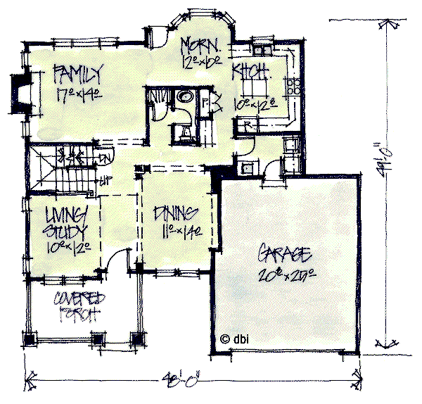 Architectural House Design - Craftsman Floor Plan - Main Floor Plan #20-2038