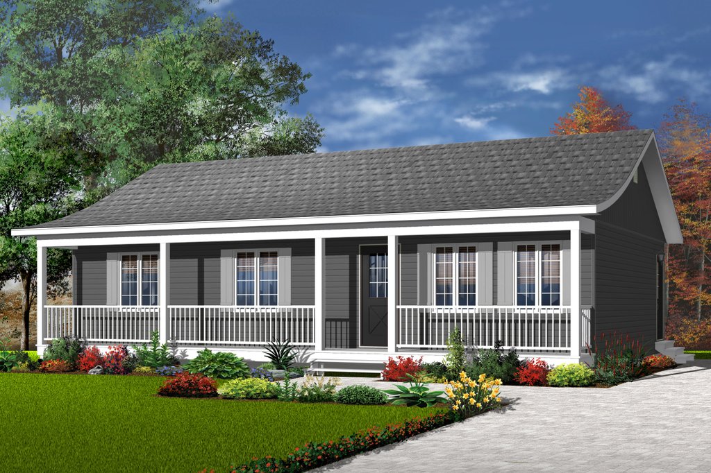 Ranch Style House Plan - 3 Beds 1 Baths 1127 Sq/Ft Plan #23-857