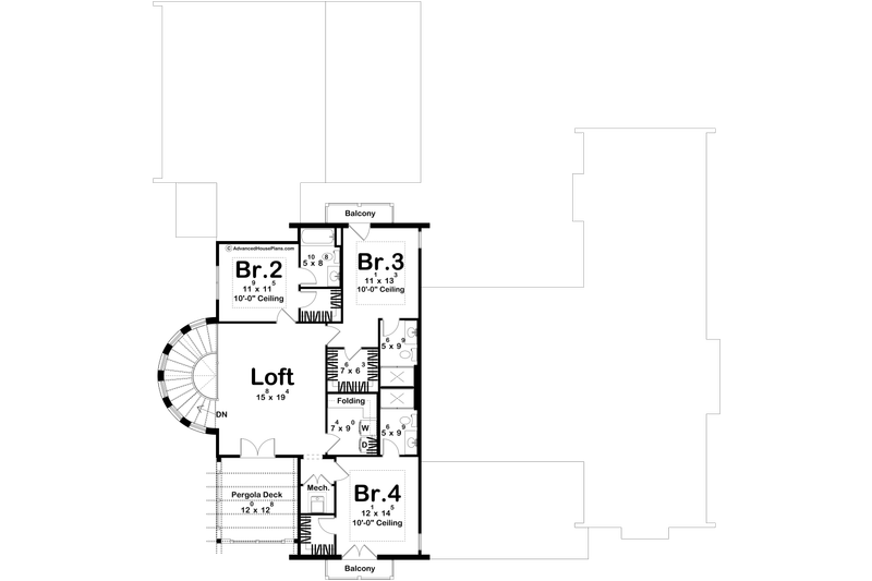 House Blueprint - Floor Plan - Upper Floor for Beach House Plan #455-761 - 4 bed, 4.5 bath