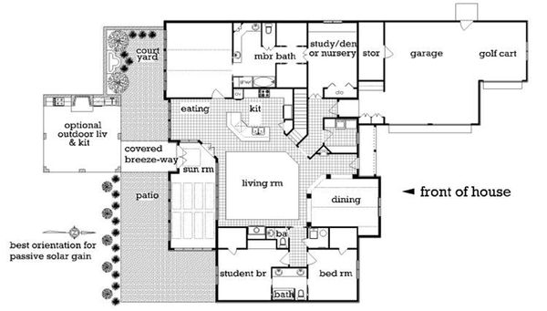Country house plan with Craftsman details, floor plan