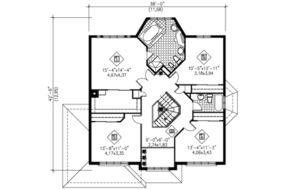Floor Plan - Upper Floor for Traditional House Plan #25-2151 - 4 bed, 2.5 bath