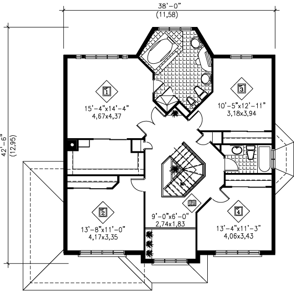 Traditional Floor Plan - Upper Floor Plan #25-2151