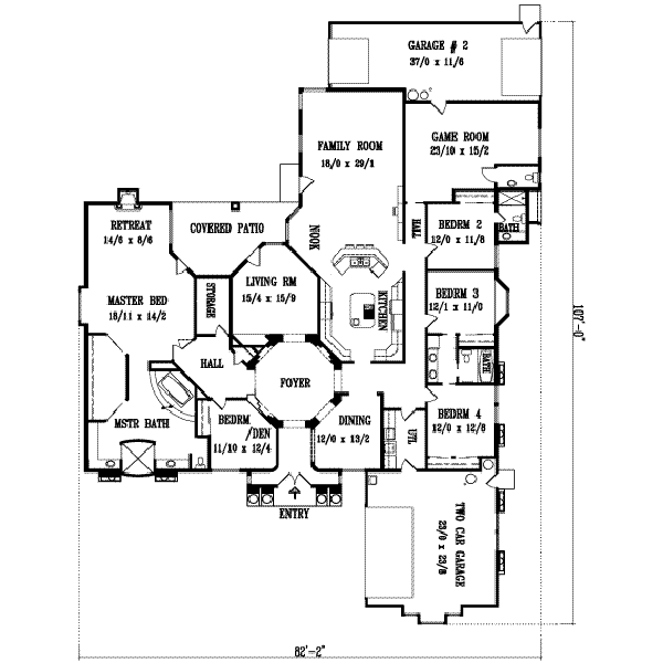 Home Plan - Adobe / Southwestern Floor Plan - Main Floor Plan #1-1133