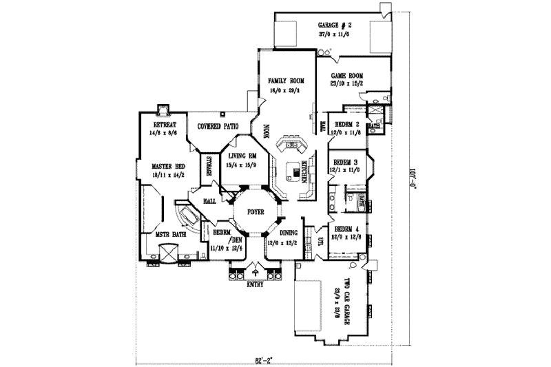 Home Plan - Floor Plan - Main Floor for Adobe / Southwestern House Plan #1-1133 - 5 bed, 3.5 bath