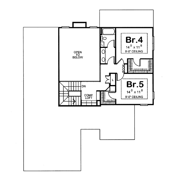 Architectural House Design - European Floor Plan - Upper Floor Plan #20-949
