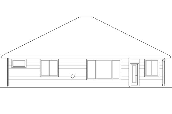 Exterior - Rear Elevation for Ranch House Plan #124-957 - 3 bed, 2 bath