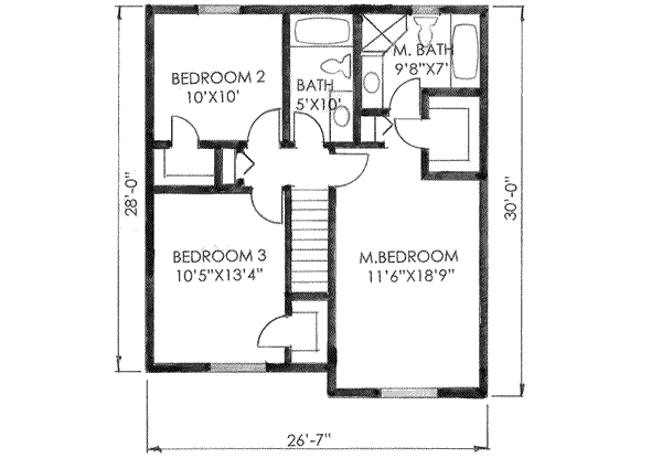 Traditional Floor Plan - Upper Floor Plan #136-110