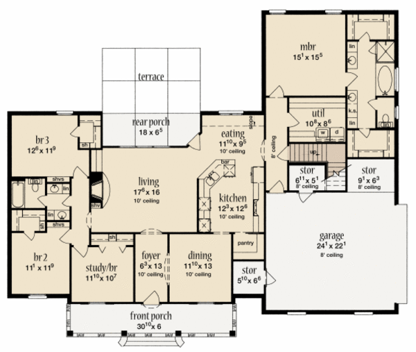 Dream House Plan - European Floor Plan - Main Floor Plan #36-503