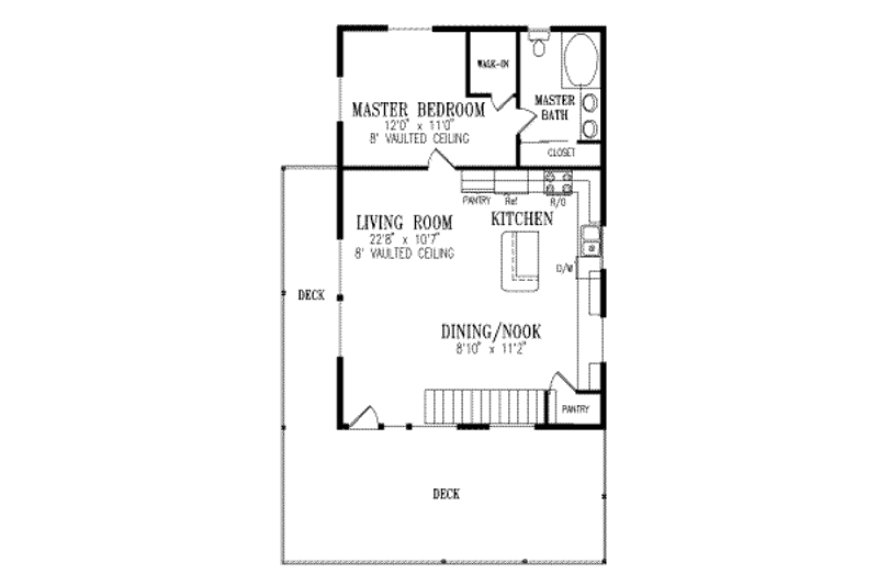 Architectural House Design - Floor Plan - Upper Floor for Traditional House Plan #1-184 - 2 bed, 2 bath