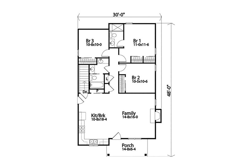 Dream House Plan - Floor Plan - Main Floor for Ranch House Plan #22-614 - 3 bed, 2 bath
