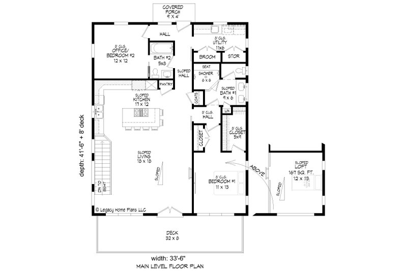 Home Plan - Floor Plan - Main Floor for Southern House Plan #932-888 - 2 bed, 2 bath