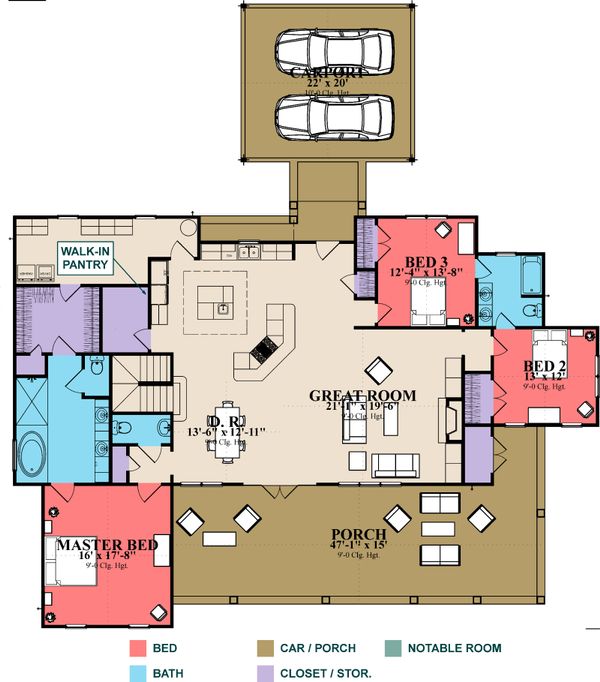 Dream House Plan - Craftsman Floor Plan - Main Floor Plan #63-372