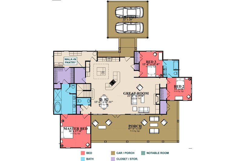 Home Plan - Floor Plan - Main Floor for Craftsman House Plan #63-372 - 4 bed, 3 bath