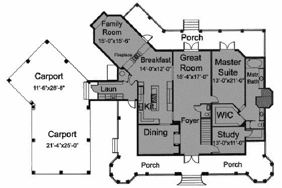 Floor Plan - Main Floor for Country House Plan #115-138 - 3 bed, 2.5 bath