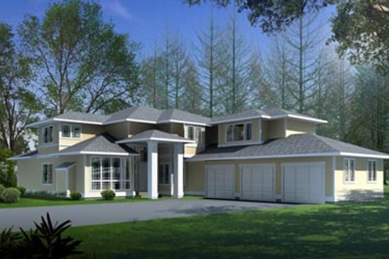 Exterior - Front Elevation for Mediterranean House Plan #100-418 - 4 bed, 3 bath