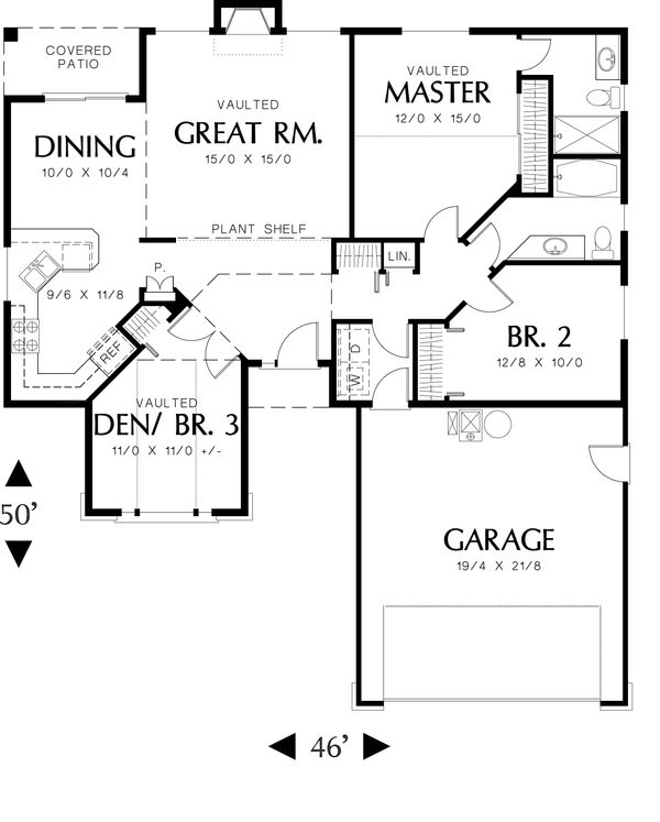 Architectural House Design - Ranch Floor Plan - Main Floor Plan #48-581