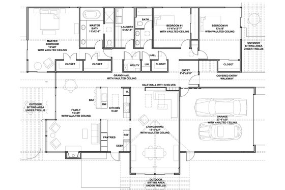 Contemporary style house plan, modern design by Robert Nebolon, floor plan