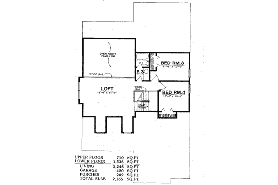 Floor Plan - Upper Floor for Traditional House Plan #40-267 - 4 bed, 3 bath