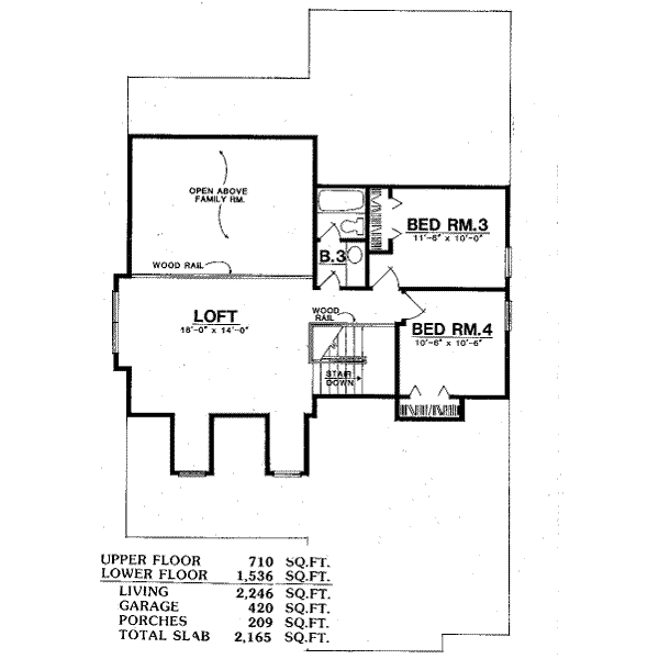 Traditional Floor Plan - Upper Floor Plan #40-267