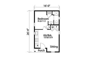Floor Plan - Main Floor for Cottage House Plan #22-609 - 1 bed, 1 bath