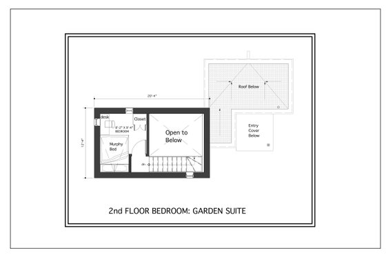 Floor Plan - Upper Floor for Modern House Plan #905-8 - 2 bed, 1 bath