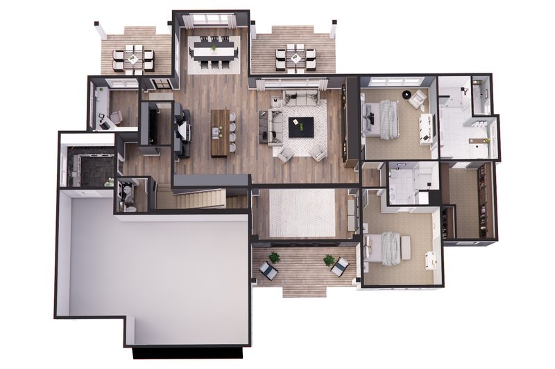 Home Plan - Floor Plan - Main Floor 1 for Farmhouse House Plan #51-1235 - 3 bed, 3.5 bath