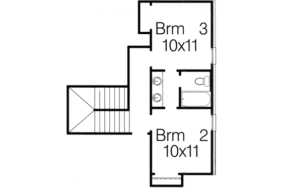 Floor Plan - Upper Floor for European House Plan #15-276 - 3 bed, 2.5 bath