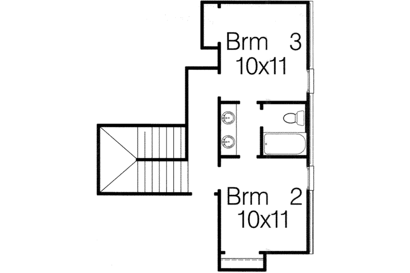 House Blueprint - Floor Plan - Upper Floor for European House Plan #15-276 - 3 bed, 2.5 bath