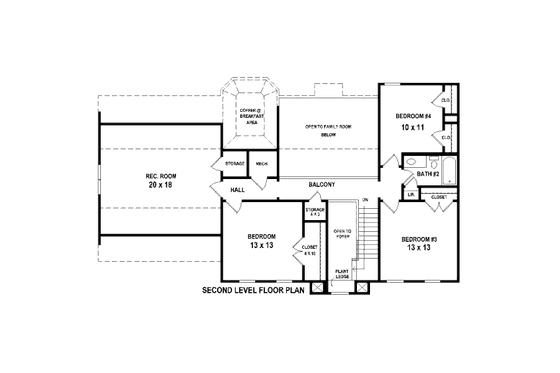 Floor Plan - Upper Floor for Colonial House Plan #81-13882 - 4 bed, 2.5 bath