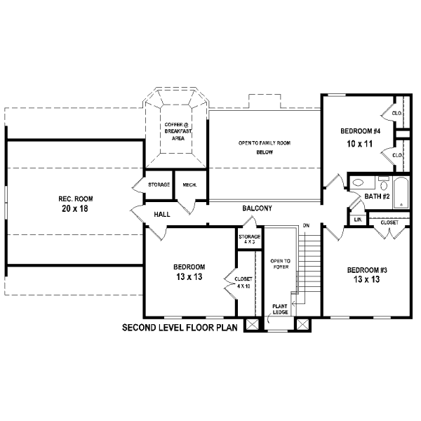 Colonial Floor Plan - Upper Floor Plan #81-13882