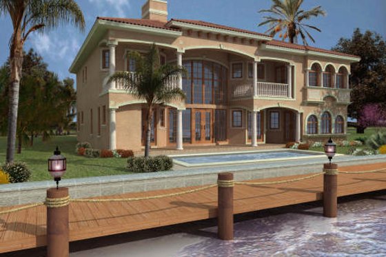 Exterior - Rear Elevation for Mediterranean House Plan #420-296 - 5 bed, 6.5 bath