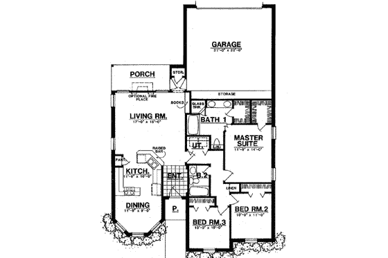 Floor Plan - Main Floor for European House Plan #40-261 - 3 bed, 2 bath