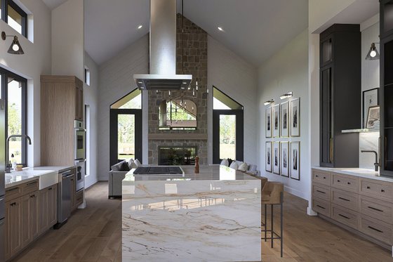 Interior - Kitchen 2 for Barndominium House Plan #455-381 - 2 bed, 2.5 bath