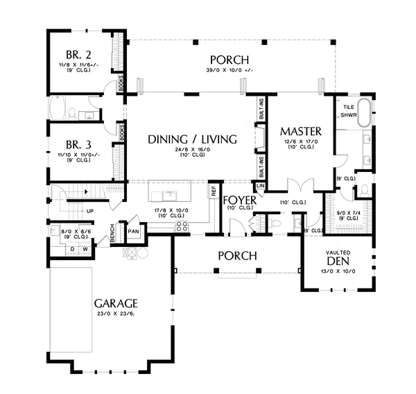 Architectural House Design - Farmhouse Floor Plan - Main Floor Plan #48-1034