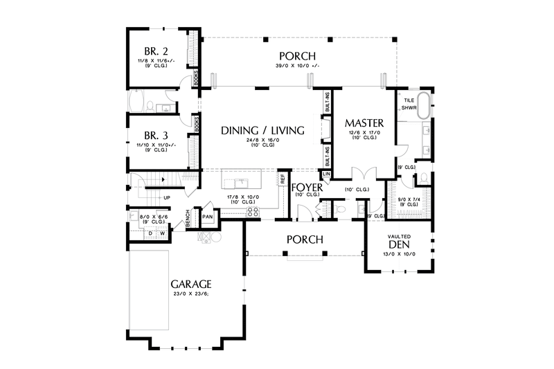 Dream House Plan - Floor Plan - Main Floor for Farmhouse House Plan #48-1034 - 3 bed, 2.5 bath