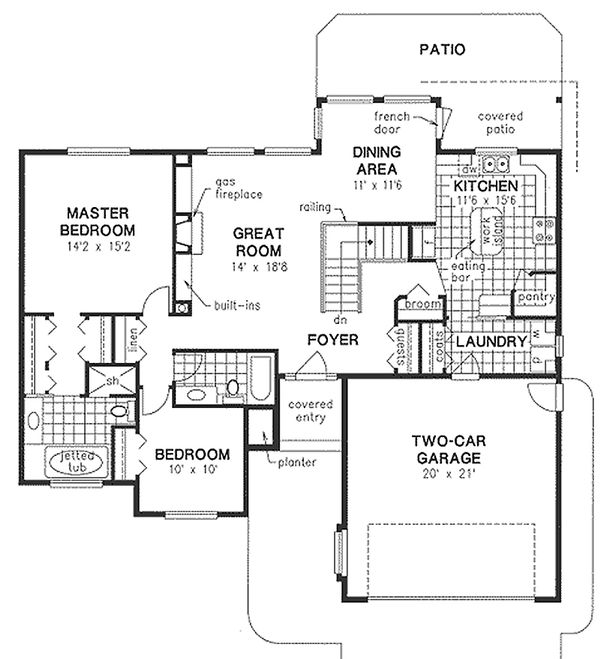 Architectural House Design - Craftsman Floor Plan - Main Floor Plan #18-1017