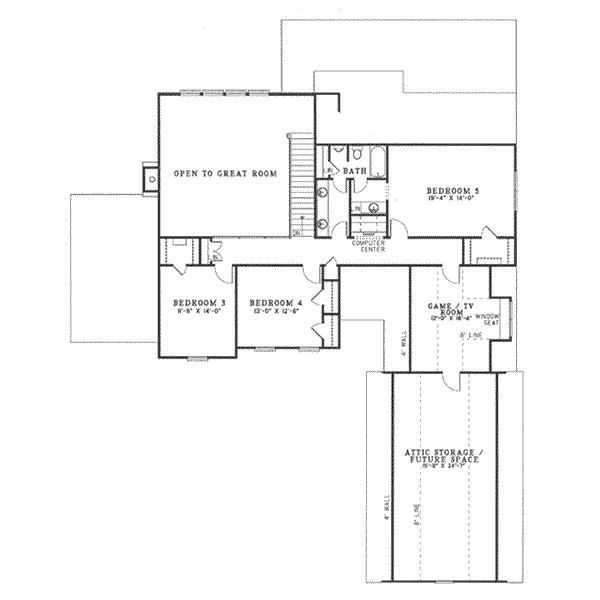 Colonial Floor Plan - Upper Floor Plan #17-613