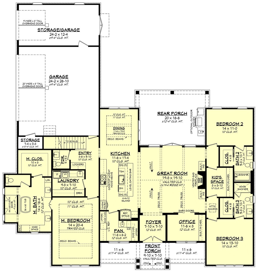 Floor Plan - Main Floor for Farmhouse House Plan #430-438 - 3 bed, 3.5 bath