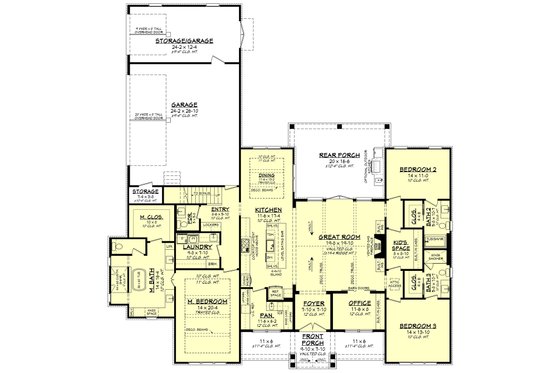 Floor Plan - Main Floor for Farmhouse House Plan #430-438 - 3 bed, 3.5 bath
