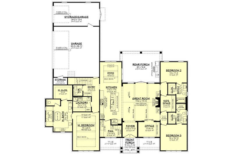 Architectural House Design - Floor Plan - Main Floor for Farmhouse House Plan #430-438 - 3 bed, 3.5 bath