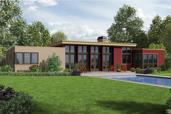 Exterior - Rear Elevation for Modern House Plan #48-477 - 3 bed, 2.5 bath