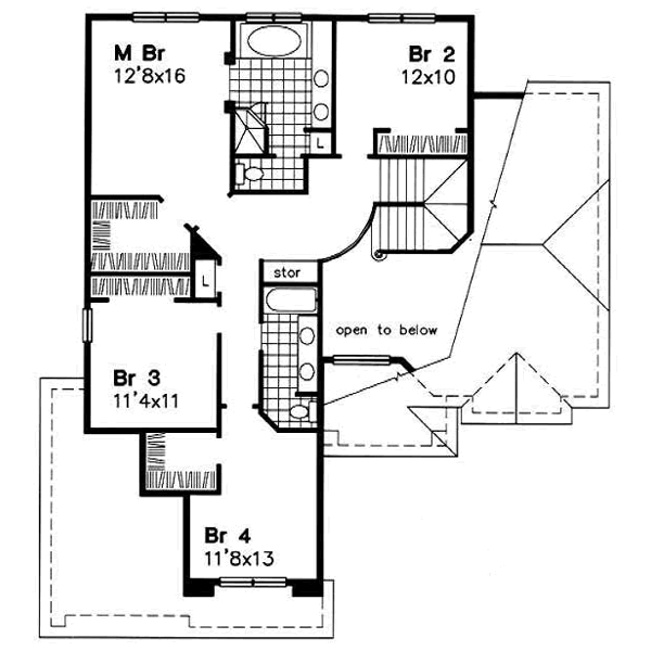 Traditional Floor Plan - Upper Floor Plan #50-174