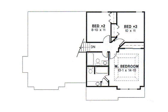 Floor Plan - Upper Floor for Traditional House Plan #67-628 - 3 bed, 2 bath