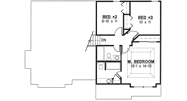 Traditional Floor Plan - Upper Floor Plan #67-628