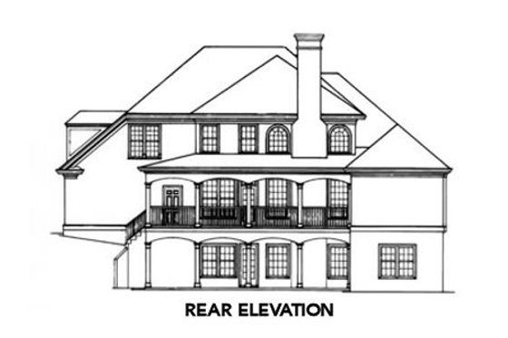 Exterior - Rear Elevation for European House Plan #429-31 - 3 bed, 3.5 bath